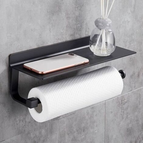 Porte Sopalin Mural Essuie Tout Distributeurs Dérouleur Essuie Tout 33cm, Aluminium, Porte-Papier De Cuisine Noir (1/5)
