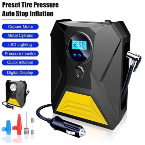 120W Compresseur Auto pour Pneus de Voiture avec Eclairage LED et Affichage Numérique (1/4)