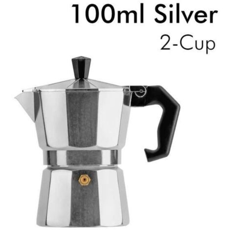 ,Silver-100ml-Moka Classique Italienne Pour Cafetière Expresso, Pot En Aluminium, Pour La Maison Et L'extérieur, 100-150-3 (1/4)