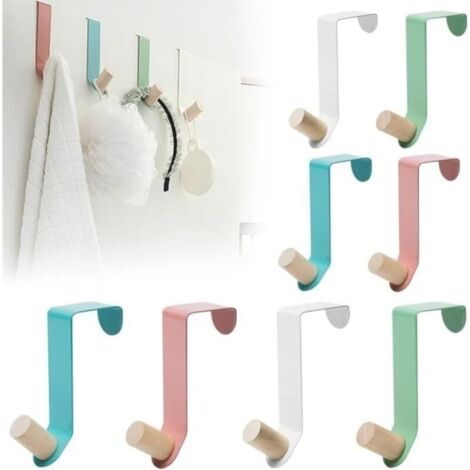 8Pcs Crochets pour Rebord de Porte, Crochet Porte Manteau Sans Percage Patère de Porte à Suspendre Crochets de Porte Réversibles (1/4)