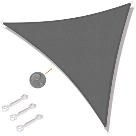 Voile d'ombrage triangulaire 4.5 x 4.5 x 4.5 m - Toile d'ombrage protégée contre les UV pour extérieur, terrasses, jardins - Gris (1/5)
