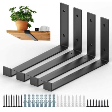 Lot de 4 supports d'étagères d'échafaudage en métal robuste, étagères murales en fer industriel, supports de rangement muraux, taille 20 cm (1/4)