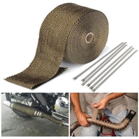 15M Titane Isolant Thermique Bande Moto Tuyau d' Echappement tissu wrap 1.5x50mm (1/4)