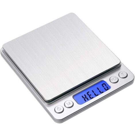 Balance de cuisine numérique en grammes 500g 0.01g, balance de poche multifonctionnelle en acier inoxydable avec écran LCD rétroéclairé, argent (1/5)