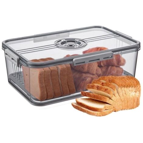 (gris, jaune, blanc)Boîte à pain avec couvercle hermétique – Boîte à pain pour comptoir de cuisine, enregistreur de temps pour pain fait maison, bagel, (1/5)