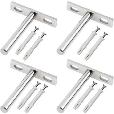 Supports Métalliques pour Étagères Flottantes - Inox - 79mm - 4 Pièces (1/4)