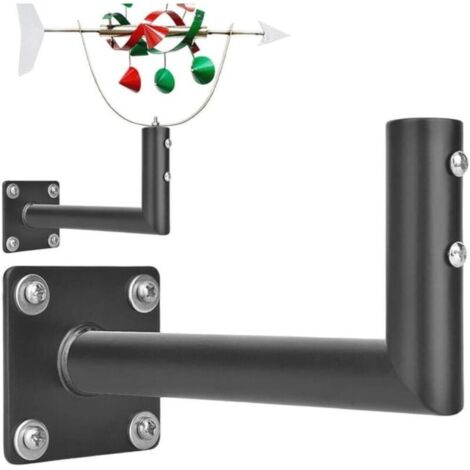 Support de montage pour girouette en acier robuste 20 cm Support de girouette en métal noir - Fixation sécurisée pour montage sur poteau (1/5)