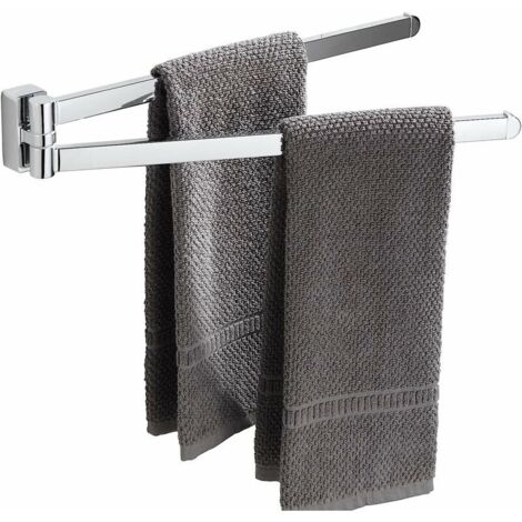 Chrome Porte-serviettes pivotant chromé en acier inoxydable avec 2 barres pivotantes (1/5)