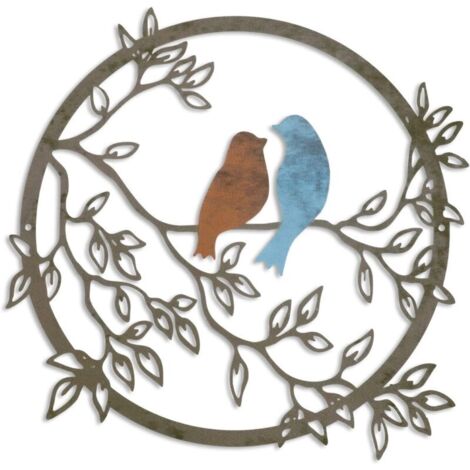 Silhouette d'oiseau en métal, décoration murale en métal, sculpture en métal, décoration murale ronde à suspendre, adaptée à la maison, au bureau, au salon, à la décoration d'hôtel (1/5)
