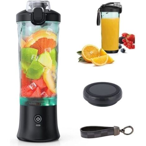 Blender Portable 600ml Mixeur Portable pour smoothies et milk-shakes Fresh Juice Mixer Bouteille avec USB-C rechargeable et 6 lames (1/4)