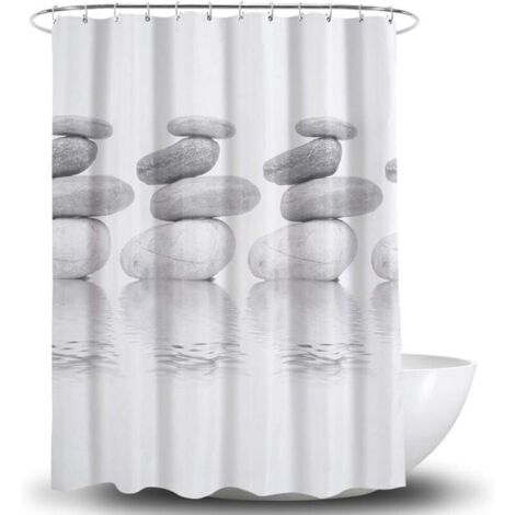 Rideau de douche - Anti-bactérien - Résistant à la moisissure et à l'eau - Polyester - 180 x 180 cm - Gris - Pebble (gris) (1/5)