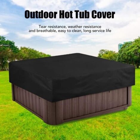 UNE Couverture pour baignoire de jacuzzi, protection imperméable pour spa 210x210x30cm Noir tout neuf (1/4)