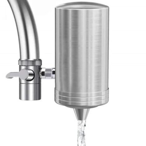 Filtre à eau du robinet - Acier inoxydable 304 - Élimine le chlore - Installation facile - Double sortie (1/4)
