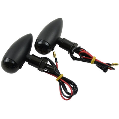1 paire (coque noire noire) clignotants moto clignotants en métal voyants Mini ampoule ambre clignotants universels lampe lumineuse (1/5)