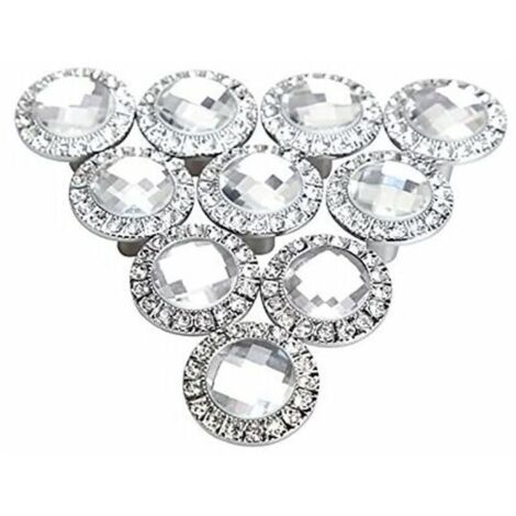 10pcs 30mm Bouton Porte Ronde Argent 30mm Poignée Cristal Scintillant Strass Bouton de Poignée Armoires de Cuisine Cabinet Portes tiroirs Boutons (1/5)