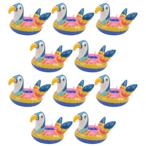 Lot de 10 porte-gobelets gonflables portables en forme d'oiseau mignon pour piscine, décoration flottante (1/5)