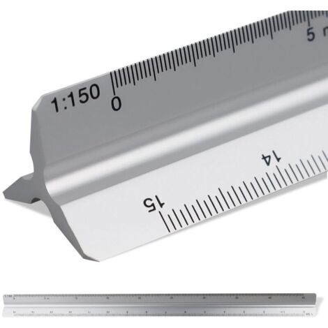 Règle d'architecte triangle à échelle de 30cm, Échelle: 1:20-1:25-1:50-1:75-1:10 Matière: Aluminium, Scalimètre (Thirty) (1/5)
