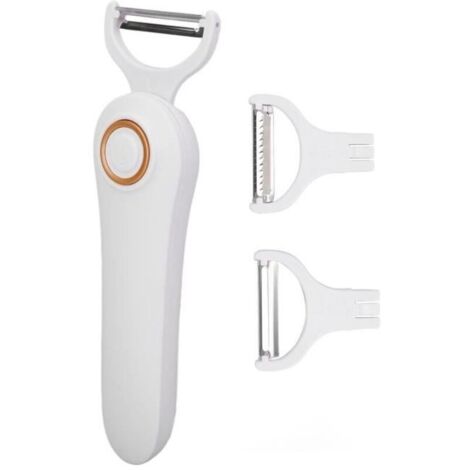 Éplucheur électrique rechargeable - 3 têtes de coupe - lame en acier inoxydable - pour fruits et légumes (1/4)