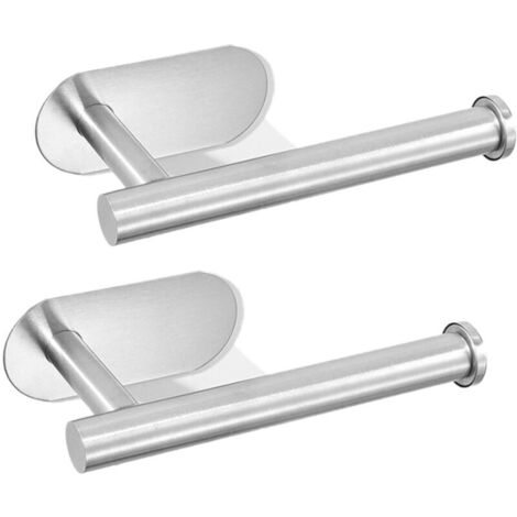Porte-rouleau de papier toilette sans perçage en acier inoxydable, pour salles de bains et buanderies, argent brossé (1/5)