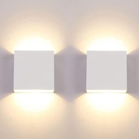 Lot de 2 appliques murales LED modernes d'intérieur de 12 W, applique murale carrée 3000 K, chambre à coucher (1/5)