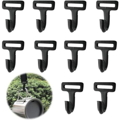 Crochet de tente en plastique extérieur crochet de corde de poteau boucle de tente crochet de bâche de tente adapté pour auvent de tente crochet multifonctionnel camping noir 10 pièces (1/5)