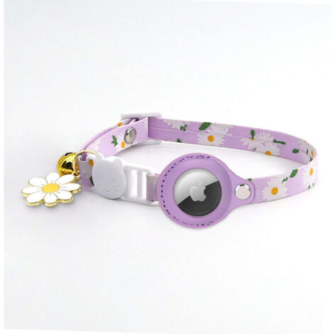 Violet Collier Chat ,imprimé réglable Collier pour Chat avec Cloche, Coque de Protection en Silicone Compatible avec Apple Airtag, Boucle de Sécurité Breakaway pour Chatons (1/5)