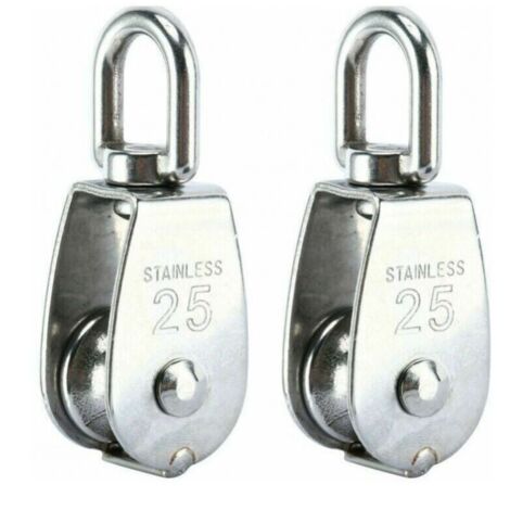 Lot de 2 Poulie de Levage, Poulie Simple en Acier Inoxydable 304 Poulie Simple M25 Charge 150kg (1/5)