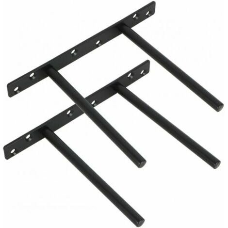 Lot de 2 supports muraux invisibles en métal pour étagère flottante en bois – Acier inoxydable noir – Charge maximale 20kg – Installation discrète (1/4)