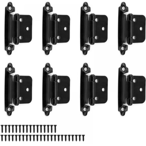 8 Pièces Charnière Métal, Noir Charniere Porte Épaisseur 1,5 mm, Charniere Porte Placard avec 40 Vis, Conviennent pour Portes Fixes, Portes D'entrée, Portes de Chambres (1/5)
