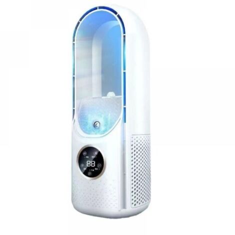 Ventilateur Electrique de Refroidissement Portable Sans Feuilles 6 Vitesses Climatiseur Minuterie Silencieuse Blanc (1/4)