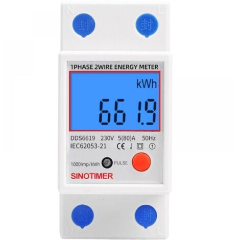 Sous compteur électrique monophasé, certifié MID, 45A max modulaire, Simple tarif, Affichage LCD (1/5)