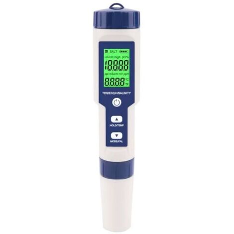 Testeur de salinité de piscine, testeur numérique de salinité de l'eau de mer 5 en 1, Kit de Test étanche Ip67