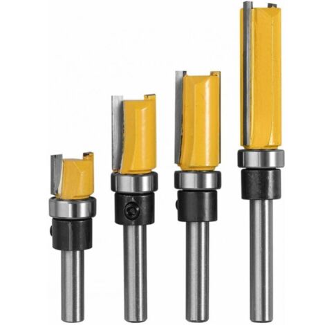 4 Pièces 1/4" Routeur de Fraise à Bois Fraise a Copier (4 tailles) en Acier Allié de Haute Aualité la Lame 10 mm, 20 mm, 25 mm, 38 mm pour le Bois Massif, le Panneau de Particules, le MDF, etc (1/5)