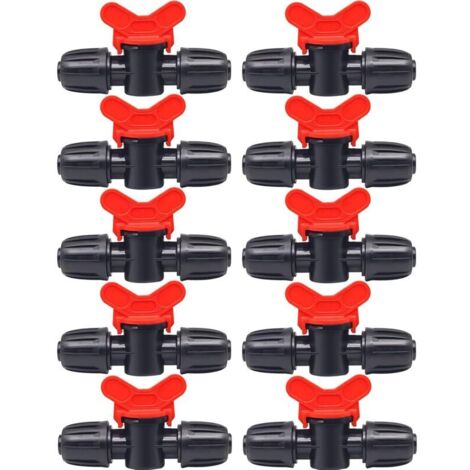 10 Pièces Vanne Commutation d'Irrigation, Irrigation Pipe Valve Switch, Robinet Jardin en Plastique PE, Robinet Barbelé Double Mâle, pour L'irrigation des Pelouses de Jardin, pour 16mm Tuyau (1/5)