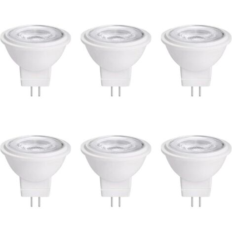 Ampoule LED MR11 GU4.0 à double broche, 3 W, 12 V AC/DC, spot LED basse tension, lumière blanc chaud 2700 K-3000 K, lot de 6