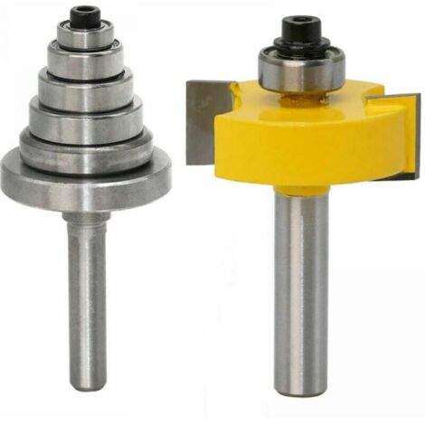Fraise à feuillure à tige de 8 mm avec 6 roulements pour plusieurs profondeurs 28,6 mm 22,2 mm 19,05 mm 15,9 mm 12,7 mm 9,52 mm Outil de menuiserie (1/5)