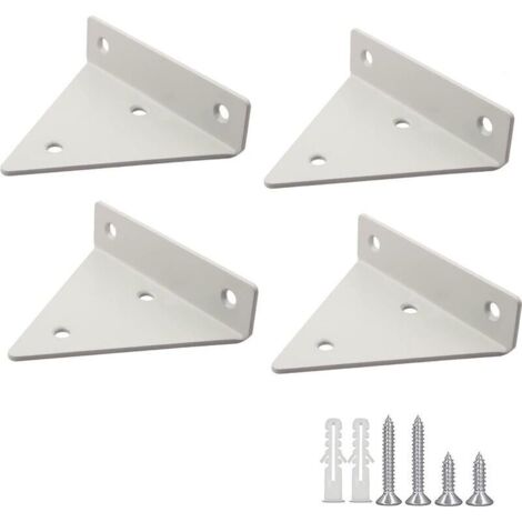 Lot de 4 supports d'étagère triangulaires, support mural pour jardin, cuisine, salon, charge 20kg avec vis, blanc-Étagère murale (1/5)