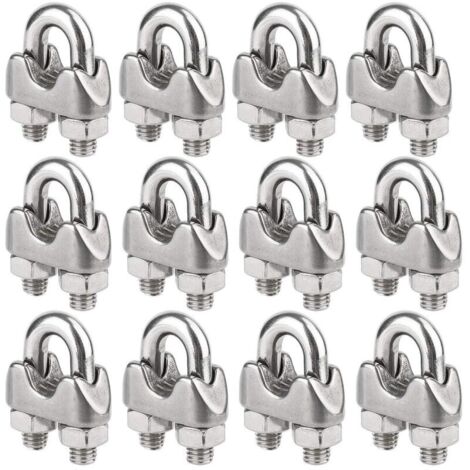 M4 Lot de 12 Serre-câbles étrie en Acier Inoxydable pour Câble Métallique de 4mm Diamètre (1/5)