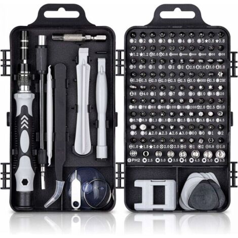 115 en 1 Tournevis Precision Kit Tools, Portable Kit Tournevis de Précision Magnétique Tournevis Outils de Réparation Pour Ordinateur/Laptop/iPhone/Lunettes/Montre/Smartphone Noir (1/5)