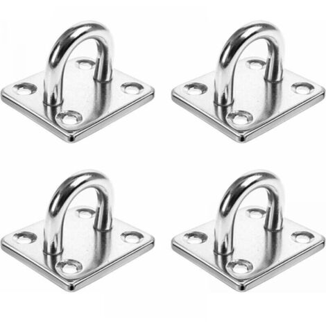 Lot de 4 panneaux à œillets en acier inoxydable marin 304 de 6 mm, durables, pour balançoire murale, plafond, hamac(Pas de vis) (1/5)