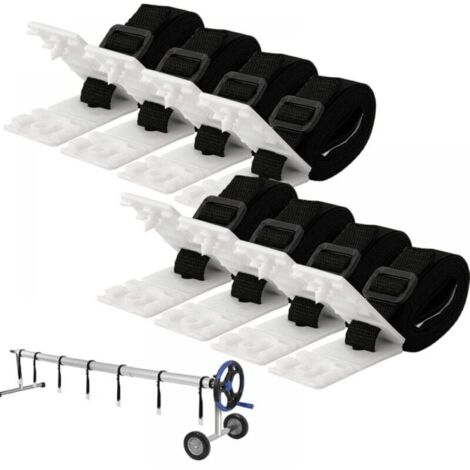 Set De 8 Kit De Fixation pour Bche Solaire De Piscine, Sangles De Maintien Et Clips De Fixation, Sangles Adhsives Nylon Plaques De Fixation Boucles pour Fixation De Bche Solaire (1/4)