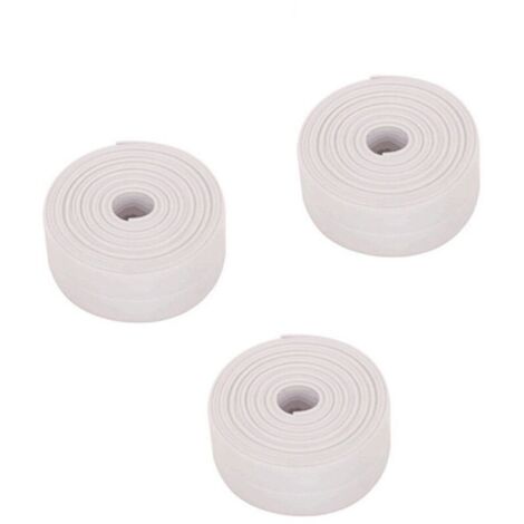 3 rouleaux de ruban d'étanchéité imperméable blanc pour scellage de salle de bain, ruban de calfeutrage auto-adhésif en PVC pour cuisine, salle de bain, baignoire (1/5)