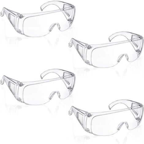 4 Paires Lunette Protection, Lunettes de Sécurité Transparentes, Lunettes de Protection la Sécurité en Laboratoire, Lunettes de Sécurité (1/5)
