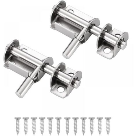 2 Pcs Loquet Porte Targette Acier Inoxydable Mini Verrou de Baie Coulissante Convient aux portes de jardin fenêtres entrepôts (Argent) (1/5)