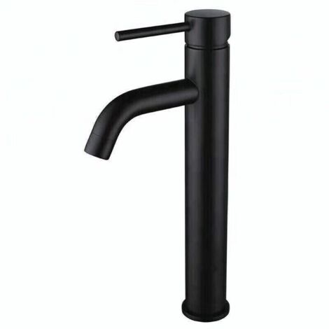 Tall Bathroom Faucet Single Handle Vessel Sink Faucet One Hole Bowl Basin Mixer with Water Supply Lines, Matte Black (1/5)