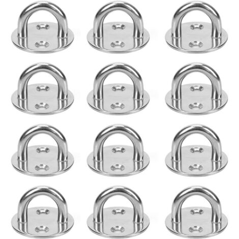 12 Pièces Platine Oeil INOX M5 Platine Ancrage INOX 304 Crochet Oeillet Plaque a Oeillet Crochets de Plafond Support Anneau Mural pour Accrocher des Objets Crochets de Fixation