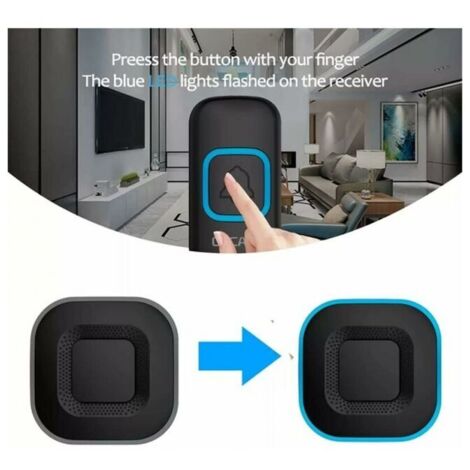 1 sonnette, 2 boutons,noir Sonnette sans fil, sonnette LED intelligente pour la maison (1/4)
