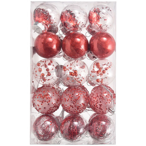 30Pcs Boules de Noël 6cm Décoration Arbre Noël Boule de Noël en Plastique Ornement Suspension Décorative Scintillante pour Noël (1/4)