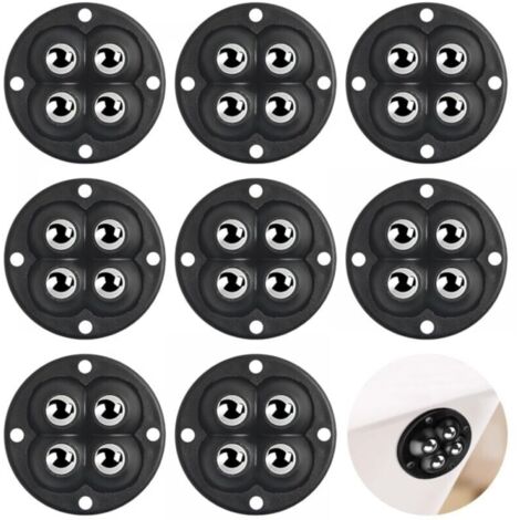 Lot de 8 rouleaux à billes - Petites roues auto-adhésives universelles - Roulettes rotatives à 360 ° - Pour meubles - Plat, en Acier,Acrylonitrile Butadiène Styrène,Bois (1/5)