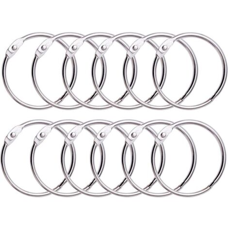 12 Anneaux de Rideaux Douche avec Crochet en Métal – Anneau Circulaire ouvrable de 50 mm pour Rideaux, Salle de Bain, Maison, Classeurs – Couleur Métallique (1/5)